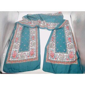 St Michael Scarf Floral Multicolor 11"x 60" Italy Rectangle Polyester